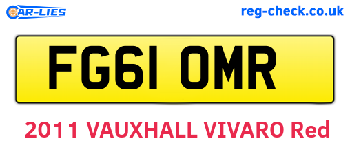FG61OMR are the vehicle registration plates.