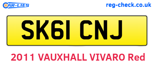 SK61CNJ are the vehicle registration plates.