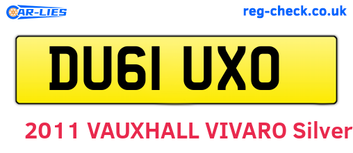DU61UXO are the vehicle registration plates.