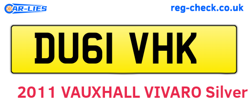 DU61VHK are the vehicle registration plates.