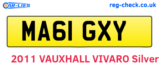 MA61GXY are the vehicle registration plates.