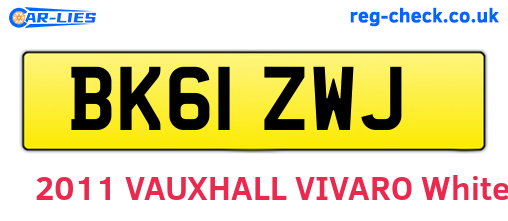 BK61ZWJ are the vehicle registration plates.