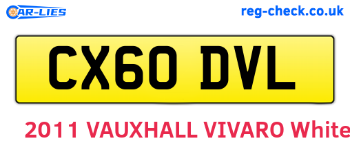 CX60DVL are the vehicle registration plates.