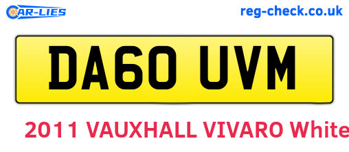 DA60UVM are the vehicle registration plates.