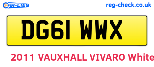 DG61WWX are the vehicle registration plates.