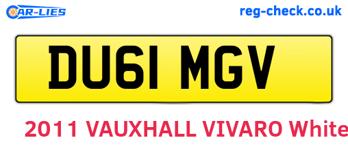 DU61MGV are the vehicle registration plates.