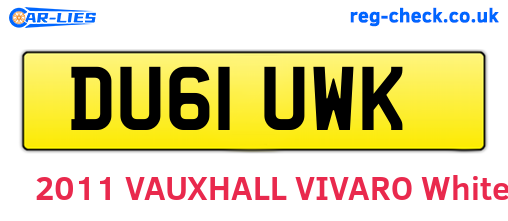 DU61UWK are the vehicle registration plates.
