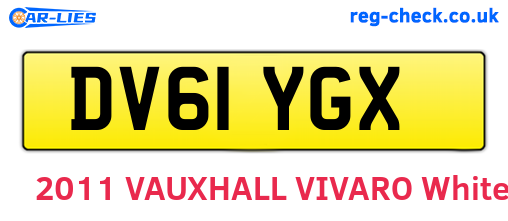 DV61YGX are the vehicle registration plates.