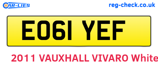 EO61YEF are the vehicle registration plates.