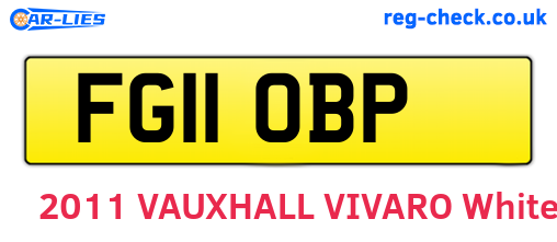 FG11OBP are the vehicle registration plates.