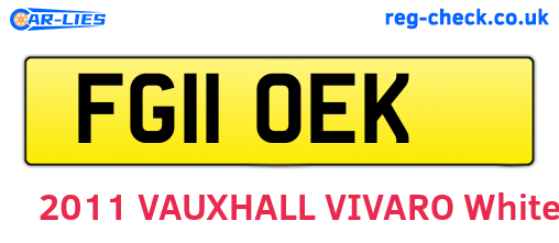 FG11OEK are the vehicle registration plates.