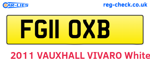 FG11OXB are the vehicle registration plates.