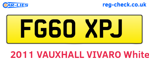 FG60XPJ are the vehicle registration plates.