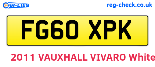 FG60XPK are the vehicle registration plates.