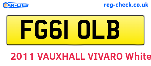 FG61OLB are the vehicle registration plates.