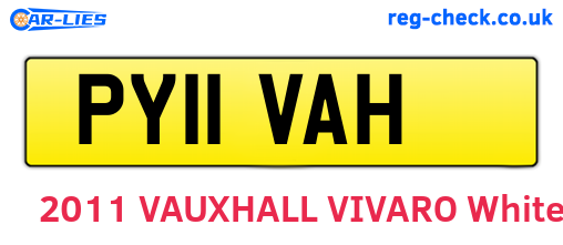 PY11VAH are the vehicle registration plates.