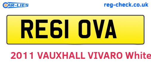 RE61OVA are the vehicle registration plates.