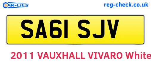 SA61SJV are the vehicle registration plates.