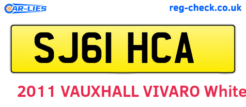 SJ61HCA are the vehicle registration plates.