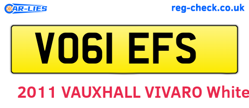 VO61EFS are the vehicle registration plates.