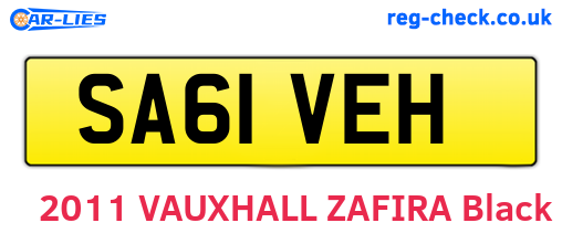 SA61VEH are the vehicle registration plates.