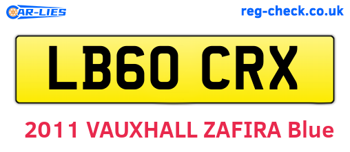 LB60CRX are the vehicle registration plates.