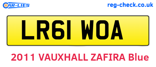 LR61WOA are the vehicle registration plates.