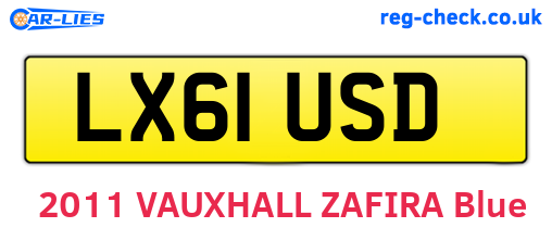 LX61USD are the vehicle registration plates.