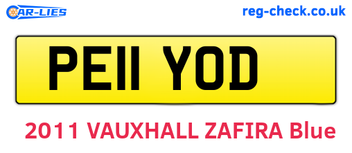 PE11YOD are the vehicle registration plates.