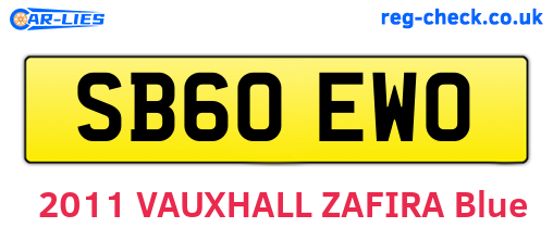 SB60EWO are the vehicle registration plates.