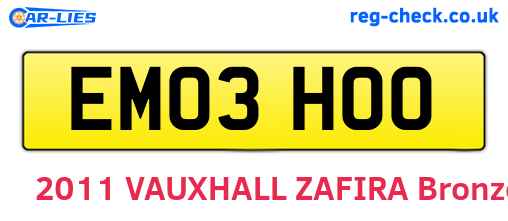 EM03HOO are the vehicle registration plates.