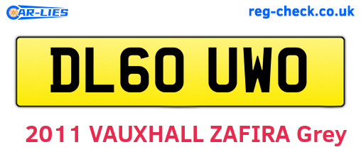 DL60UWO are the vehicle registration plates.