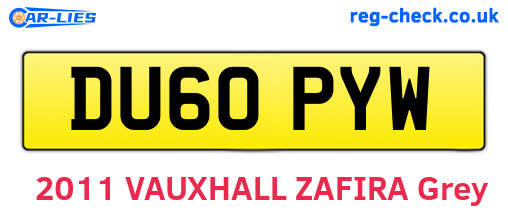 DU60PYW are the vehicle registration plates.
