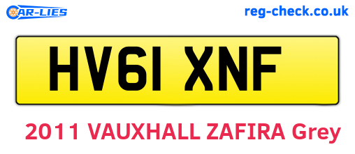 HV61XNF are the vehicle registration plates.