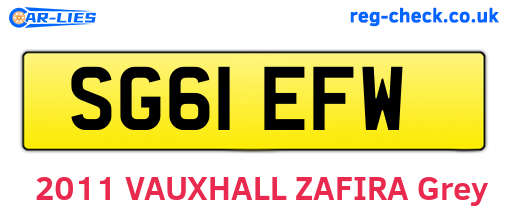 SG61EFW are the vehicle registration plates.