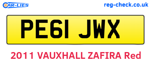 PE61JWX are the vehicle registration plates.