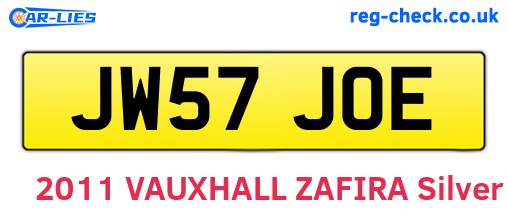 JW57JOE are the vehicle registration plates.