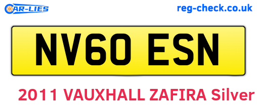 NV60ESN are the vehicle registration plates.