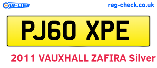 PJ60XPE are the vehicle registration plates.