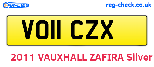 VO11CZX are the vehicle registration plates.