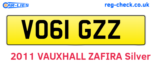 VO61GZZ are the vehicle registration plates.