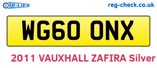 WG60ONX are the vehicle registration plates.