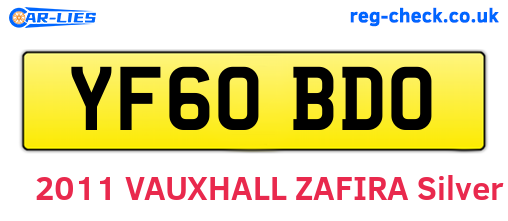 YF60BDO are the vehicle registration plates.