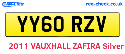 YY60RZV are the vehicle registration plates.