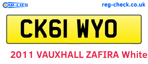 CK61WYO are the vehicle registration plates.