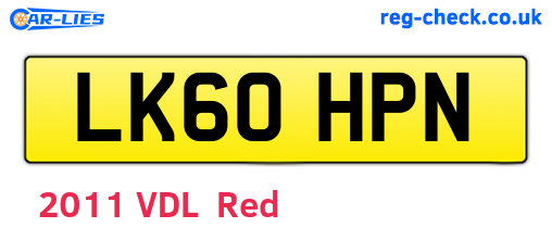 LK60HPN are the vehicle registration plates.