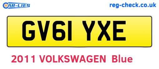 GV61YXE are the vehicle registration plates.