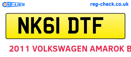 NK61DTF are the vehicle registration plates.