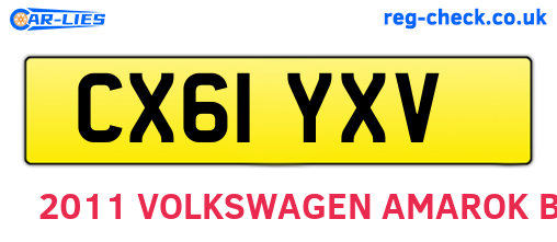 CX61YXV are the vehicle registration plates.