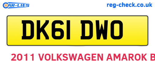 DK61DWO are the vehicle registration plates.